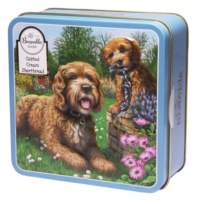 Cockapoo Embossed Tin with Clotted Cream Shortbread