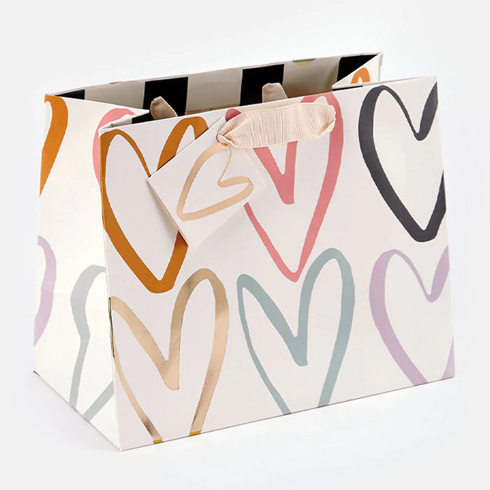 Caroline Gardner Multi Outline Hearts Landscape Gift Bag