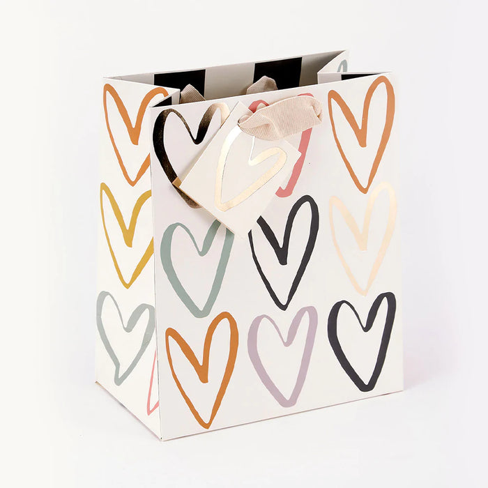 Caroline Gardner Multi Outline Hearts Medium Gift Bag