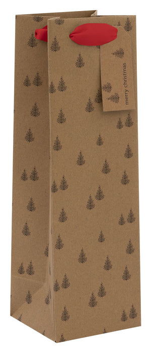 Glick Winter Trees Kraft Christmas Bottle Bag