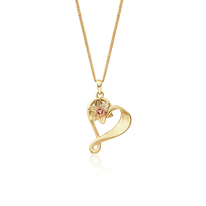 Clogau St Davids Daffodil Heart Pendant