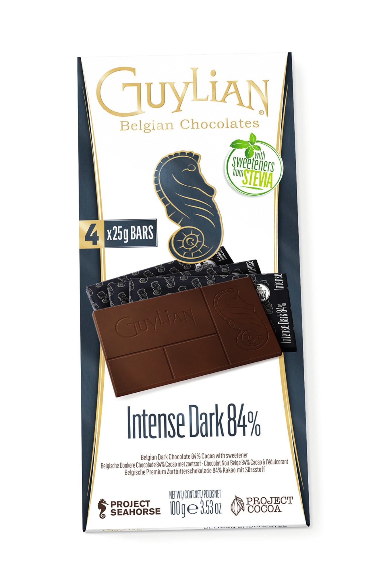Guylian Intense Dark 84% No Added Sugar chocolate bar