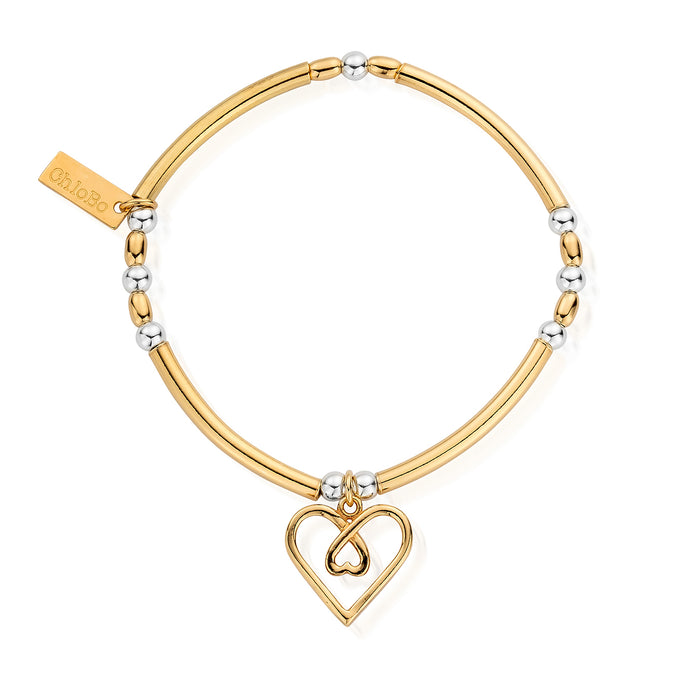 Chlobo Gold & Silver Divine Love Heart Bracelet