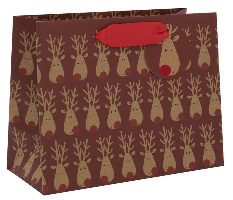 Glick Reindeer Selfie Kraft Medium Gift Bag