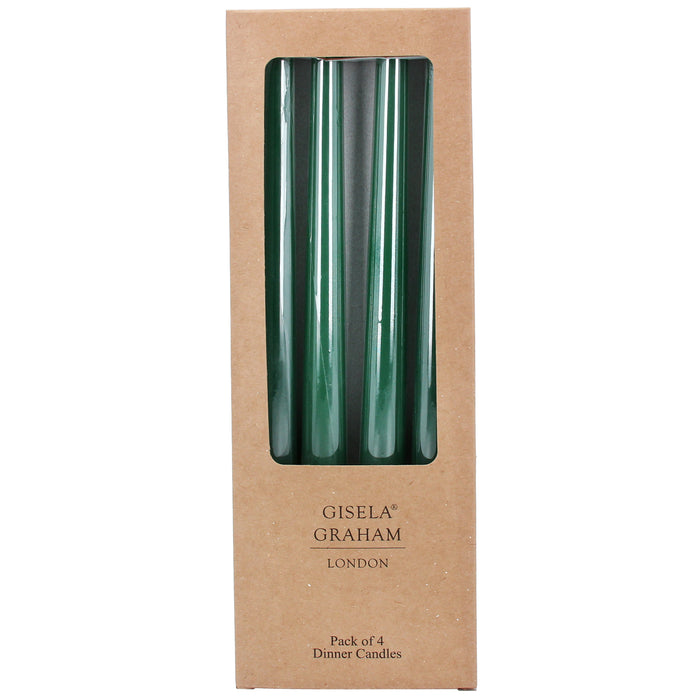 Gisela Graham Dark Green Taper Dinner Candle Box of 4