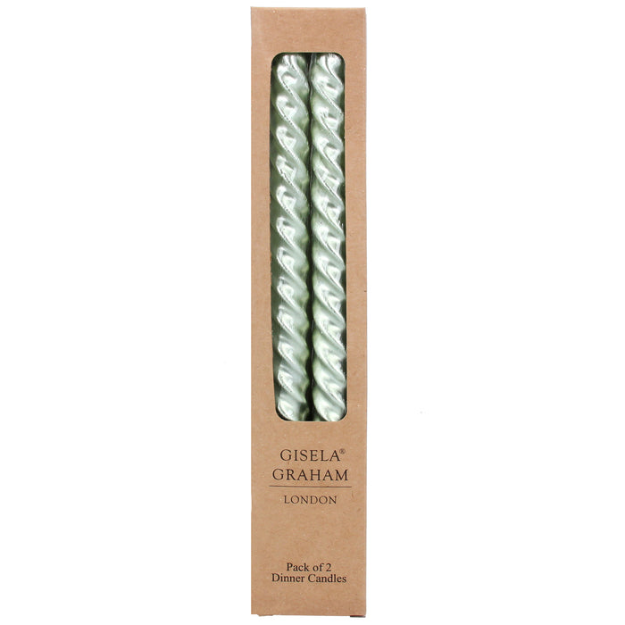 Gisela Graham Metallic Ice Green Twist Taper Candle Box of 2