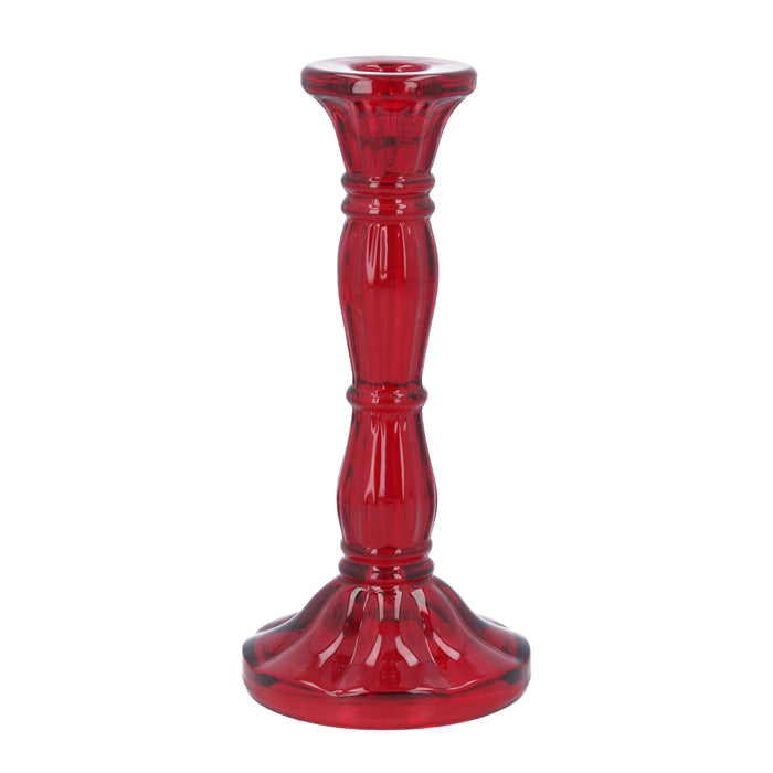Gisela Graham Large Red Glass Moulded Candlestick