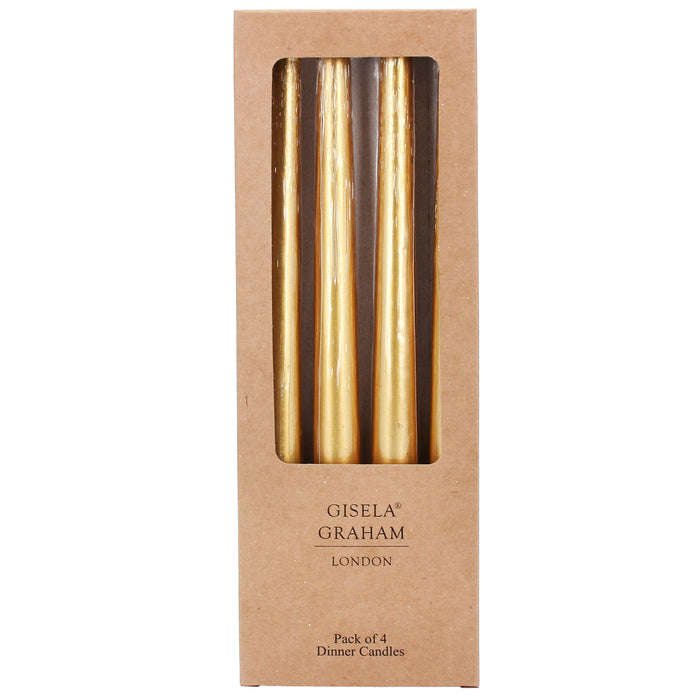 Gisela Graham Metallic Gold Taper Dinner Candle Box of 4