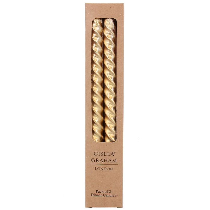 Gisela Graham Metallic Gold Twist Taper Candle Box of 2