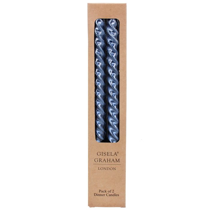 Gisela Graham Metallic Navy Blue Twist Taper Candle Box of 2