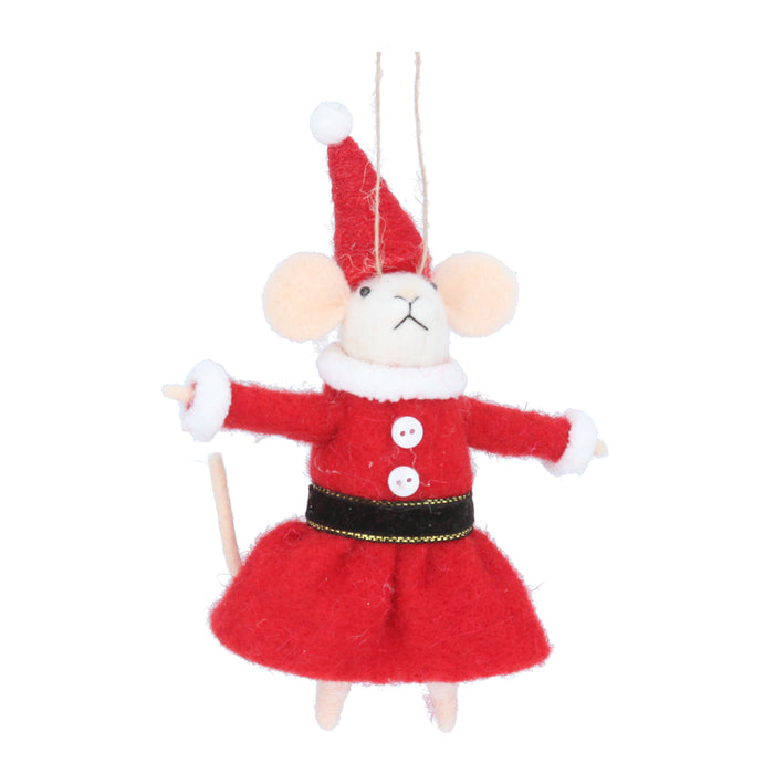 Gisela Graham Mixed Wool Mr/Mrs Santa Mouse Decoration