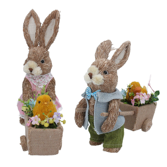 Gisela Graham Mr or Mrs Bristle Bunny with Cart Ornament