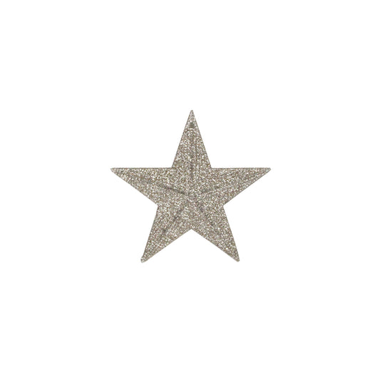 Gisela Graham Pale Silver/Gold Glitter Acrylic 5-Point Star Decoration