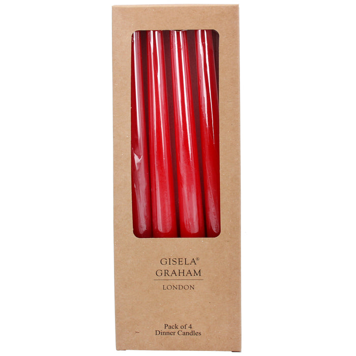 Gisela Graham Red Taper Dinner Candle Box of 4