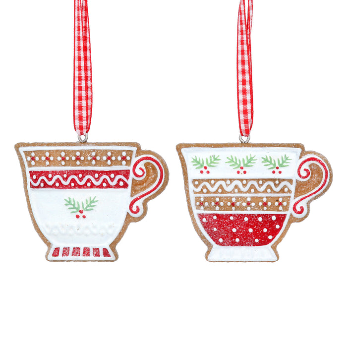 Gisela Graham Resin Gingerbread Teacup Decoration
