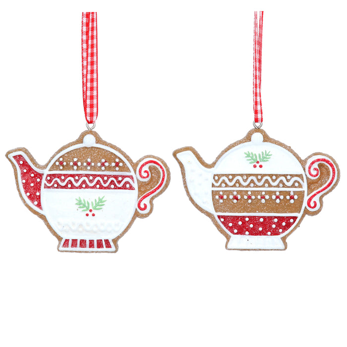 Gisela Graham Resin Gingerbread Teapot Decoration
