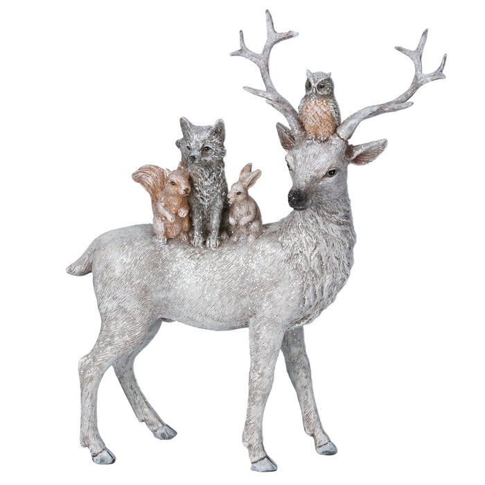 Gisela Graham Resin Standing Stag with Animals Ornament