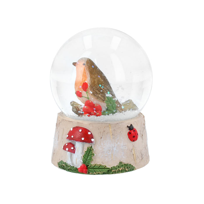 Gisela Graham Robin and Toadstools Medium Snowdome