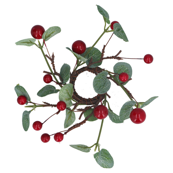 Gisela Graham Small Eucalyptus/Red Berry Candle Ring