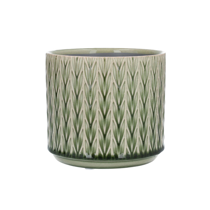 Gisela Graham Small Green Staghorn Ceramic Pot Cover