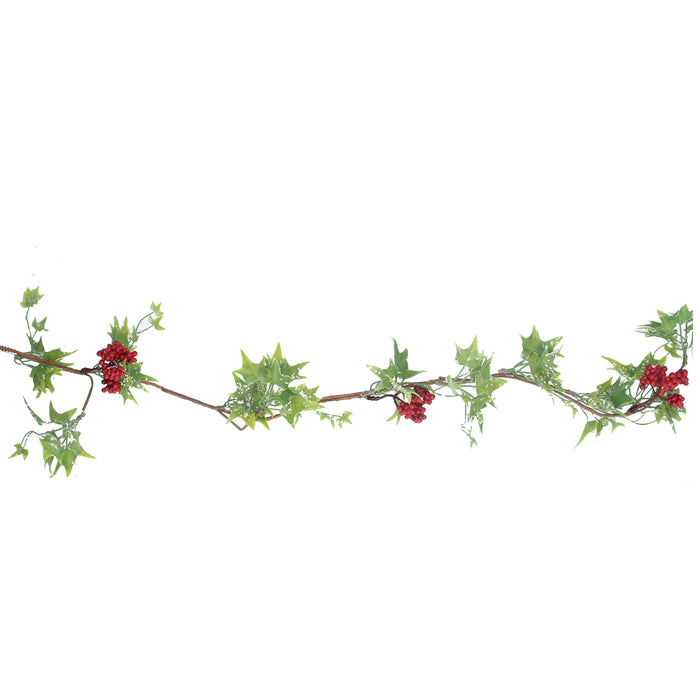 Gisela Graham Snowy Varigated Ivy Red Berry Garland