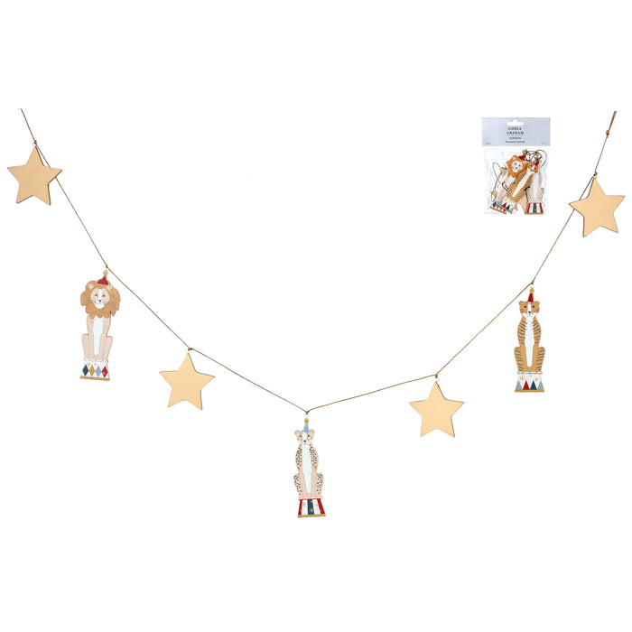 Gisela Graham Wood Big Cats and Stars Garland
