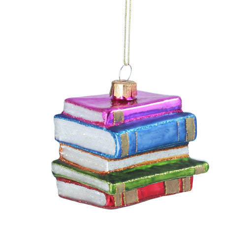 Gisela Graham Painted Glass Stack of Books Decoration