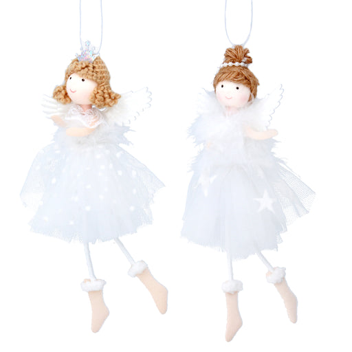 Gisela Graham White Dress Fabric Fairy Decoration