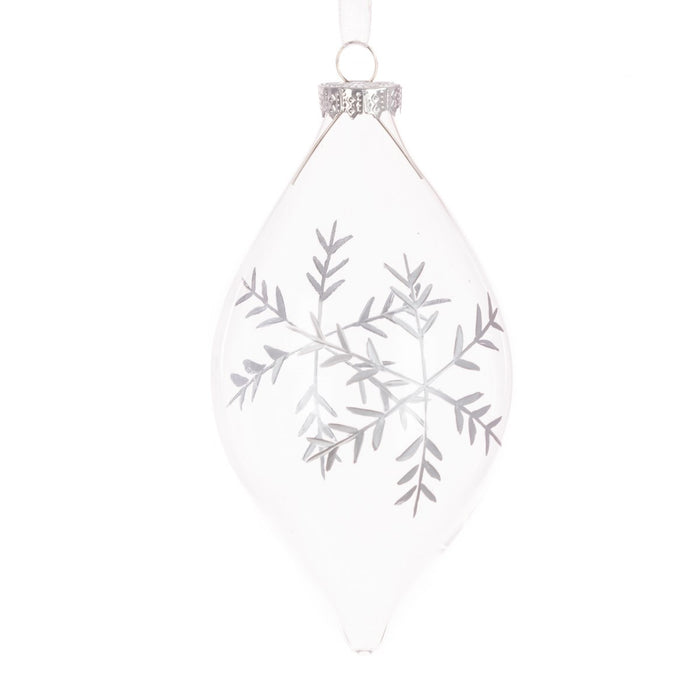 Glass Harmony Finial Snowflake Christmas Bauble