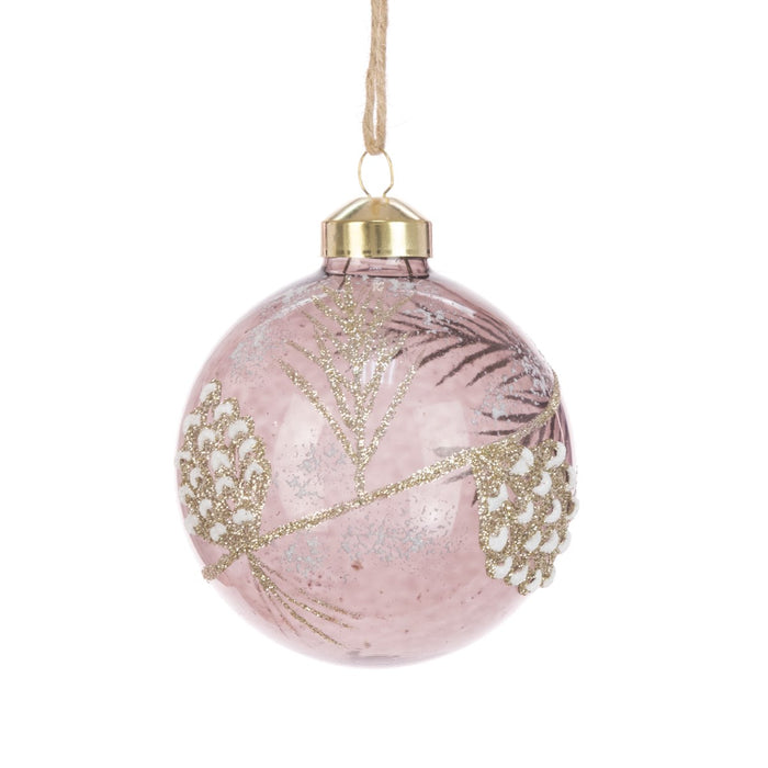 Glass Jacinta Pink Christmas Bauble