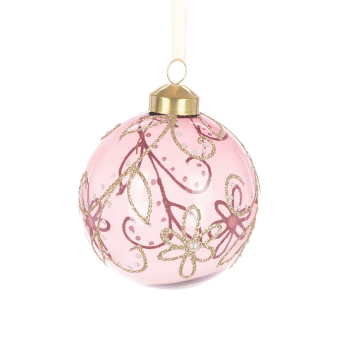 Glass Rachael Pink Christmas Bauble