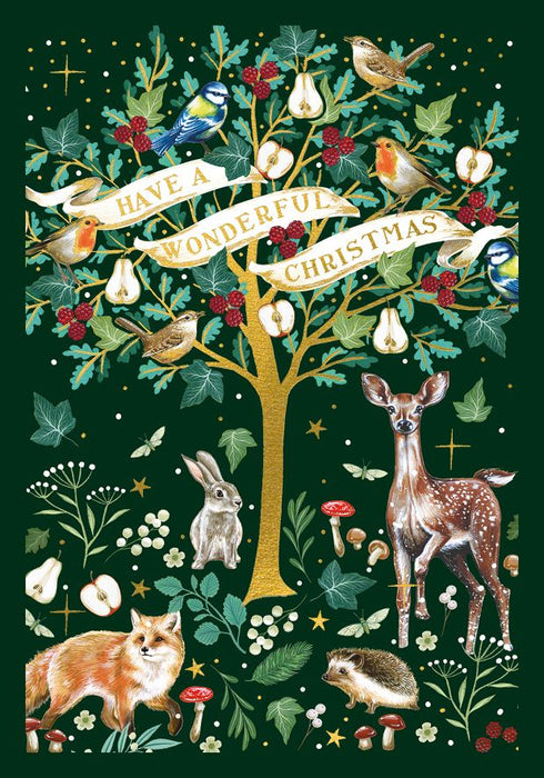 Art File Wonderful Christmas Woodland Tree Christmas Card