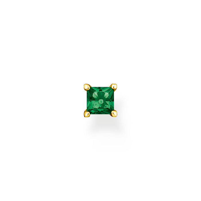 Thomas Sabo Gold Stud Earrings with Green Stone