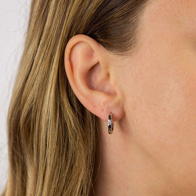 Diamonfire Hoop Earrings with Single Zirconia Stone