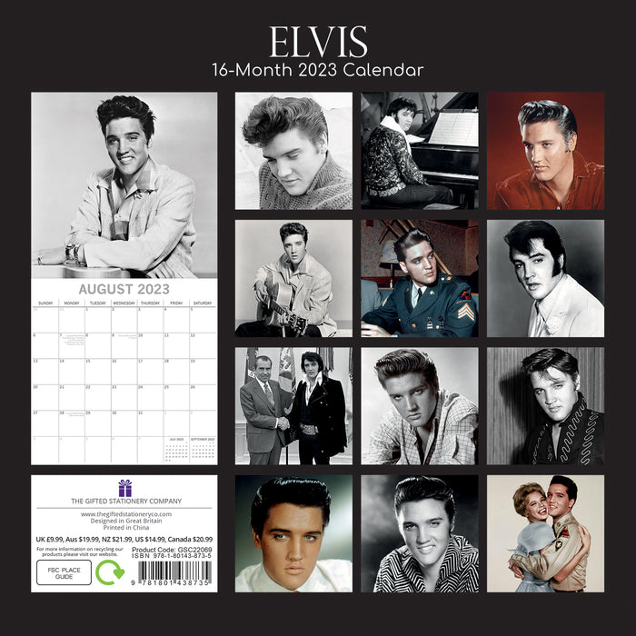 The Gifted Stationary Company 2023 Square Wall Calendar - Elvis