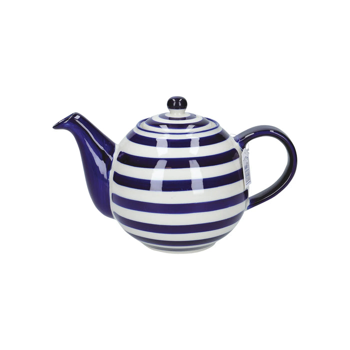 KitchenCraft London Pottery Globe® 4 Cup Teapot Blue Bands