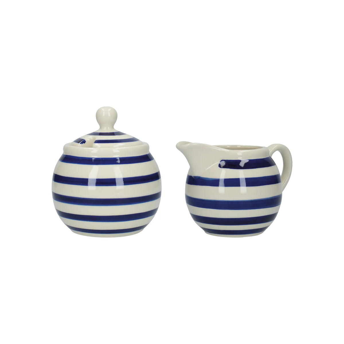 London Pottery Sugar and Creamer Set Blue Bands — Maple Gifts