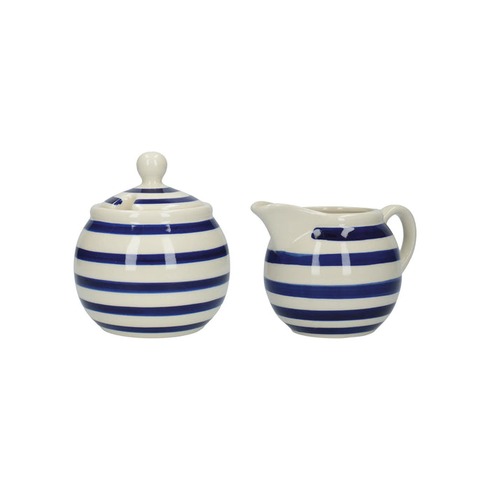 London Pottery Sugar and Creamer Set Blue Bands