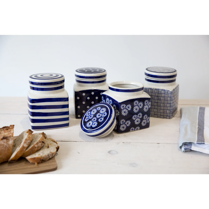 London Pottery Ceramic Canister Blue Bands