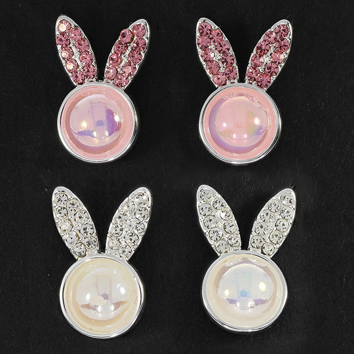 Equilibrium Girls Sparkle Silver Plated Bunny Earrings