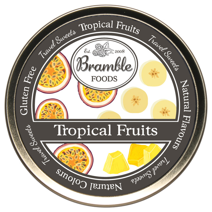 Tropical Fruit Drop Travel Sweets Tin