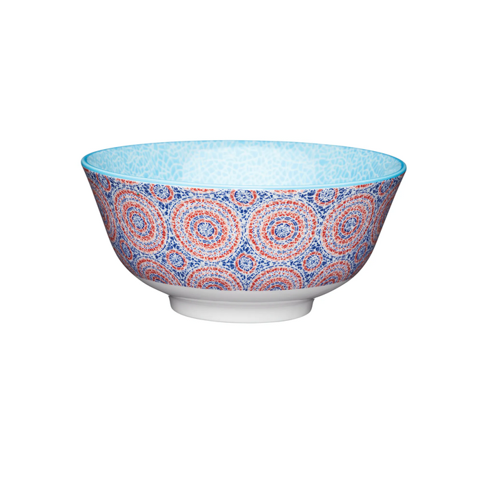 KitchenCraft Blue and Red Mosaic Style Ceramic Bowl
