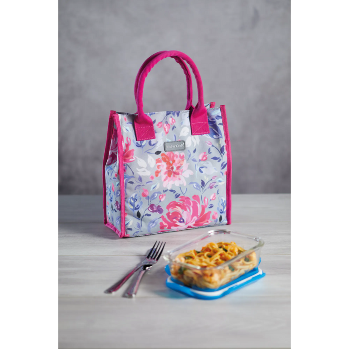 KitchenCraft 4 Litre Grey Flower Lunch Snack Cool Bag