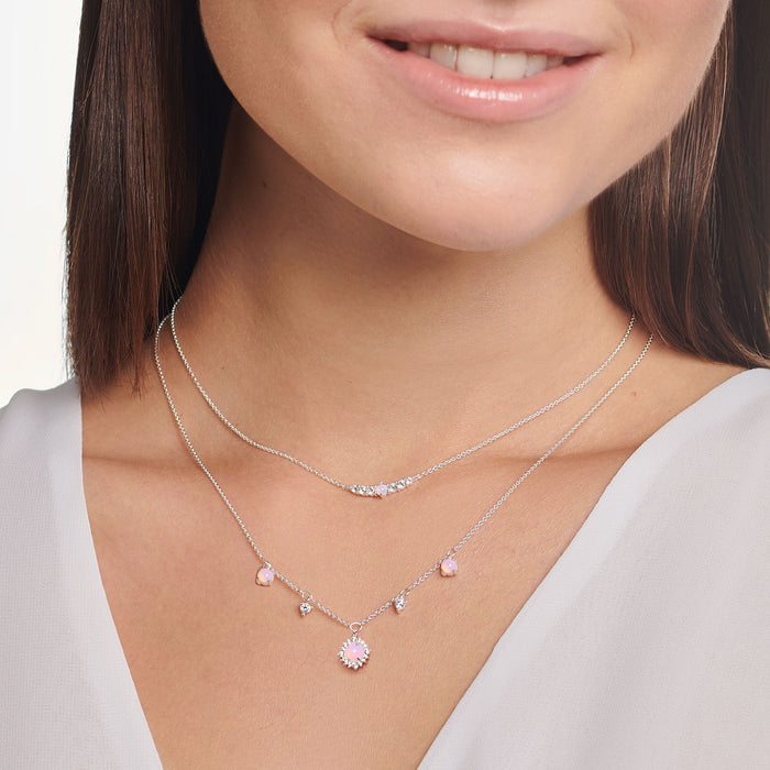 Thomas Sabo Shimmering Pink Opal Silver Necklace