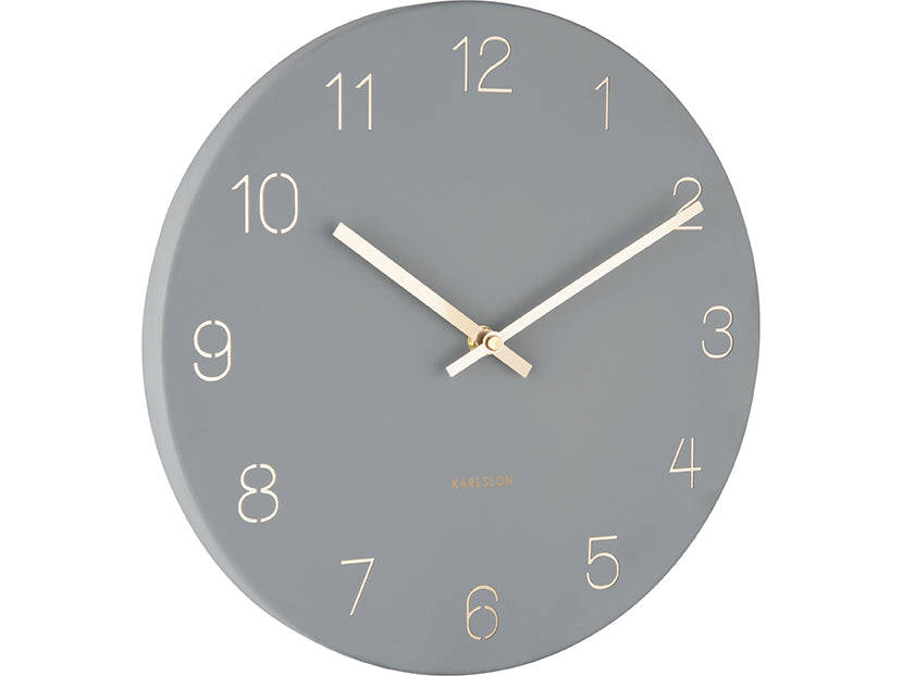 Karlsson Small Grey Wall Clock Charm Engraved Numbers — Maple Gifts