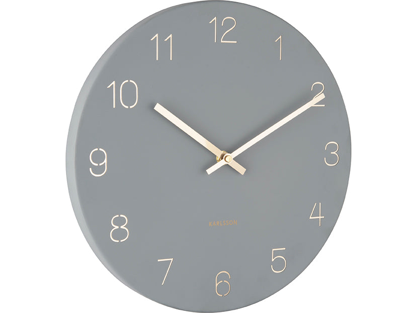 Karlsson Small Grey Wall Clock Charm Engraved Numbers