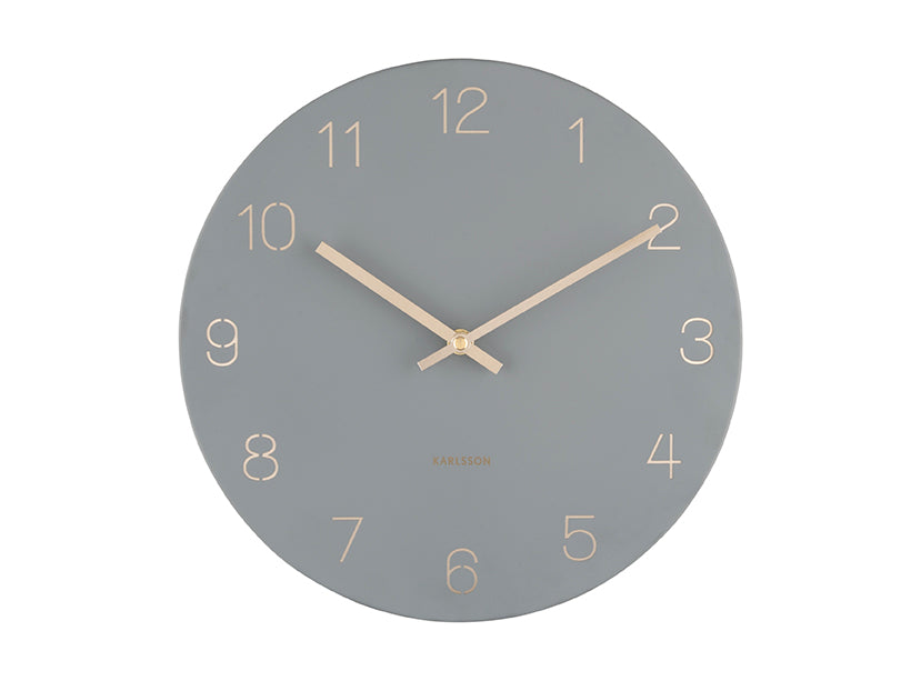 Karlsson Small Grey Wall Clock Charm Engraved Numbers