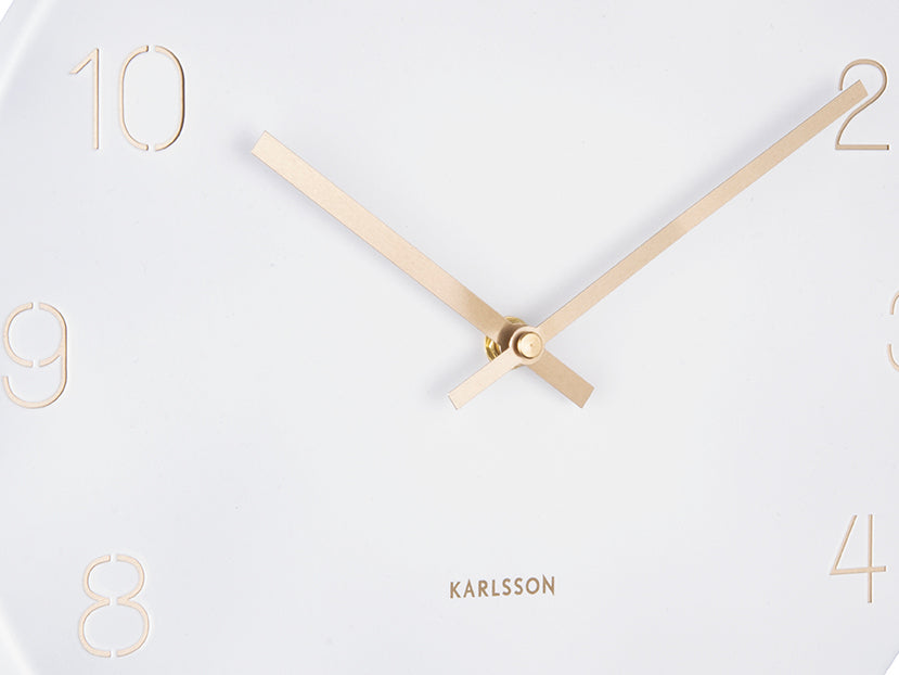 Karlsson Small White Wall Clock Charm Engraved Numbers