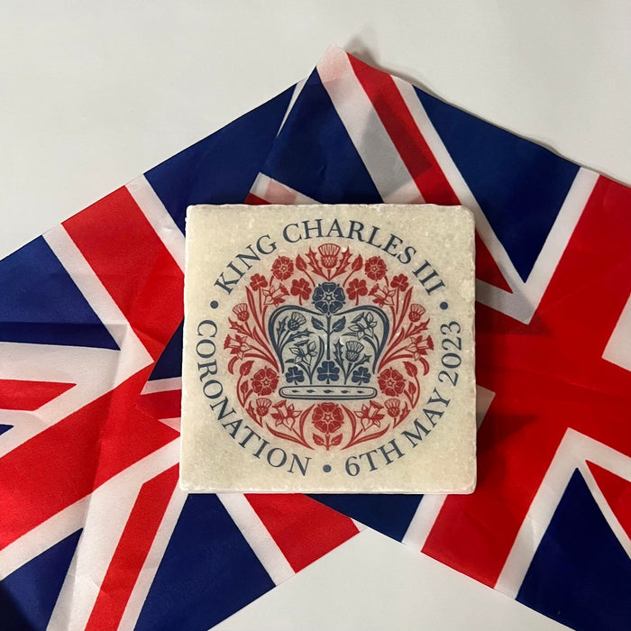 King Charles III Blue & Red Coronation Coaster