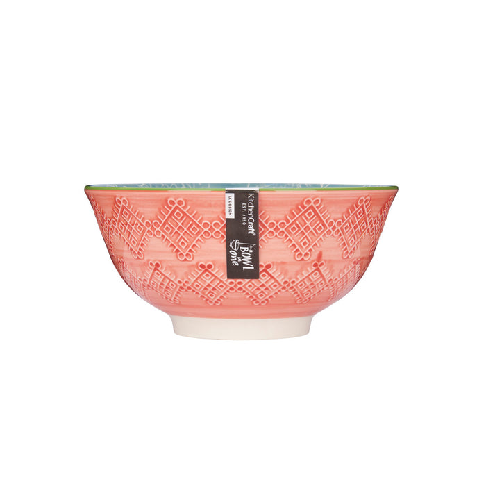 KitchenCraft Leaf Print and Terracotta Look Ceramic Bowl